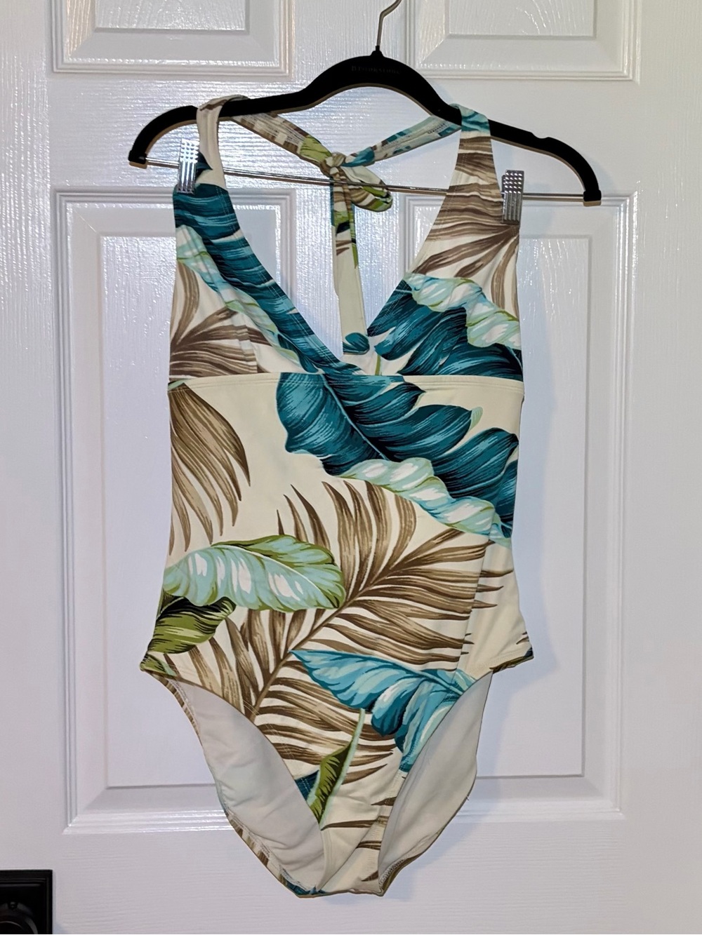 Tommy Bahama Blue & Cream Tropical One-Piece Swimsuit. Size 12/14